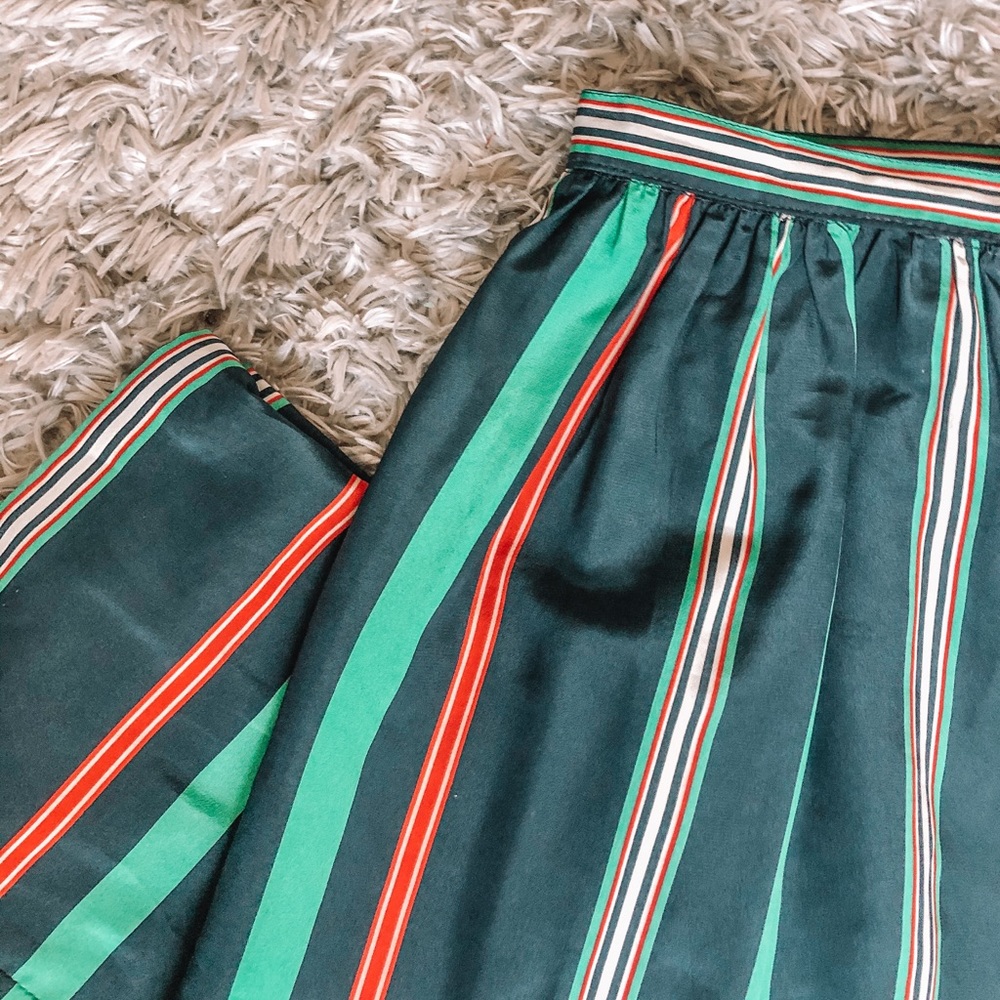 Striped navy A-line skirt